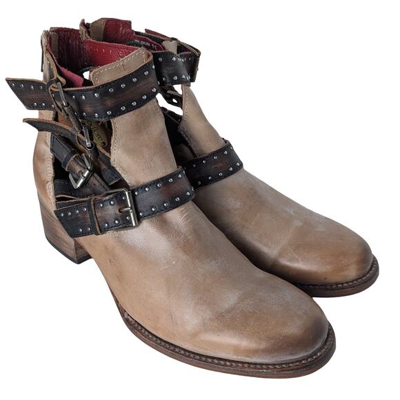 FREEBIRD by Steven Belgium taupe leather Western Ankle boots booties 11 - Picture 7 of 14